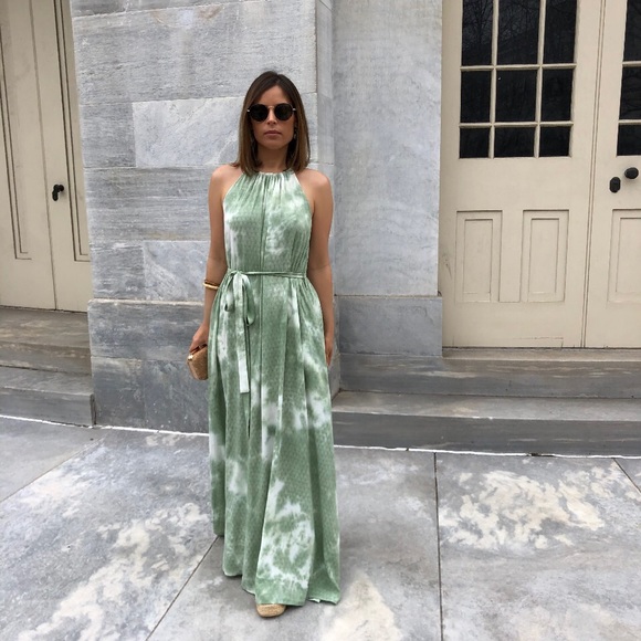 ZOE Tie-Dye Halter Maxi Dress - Green - Picture 7 of 7